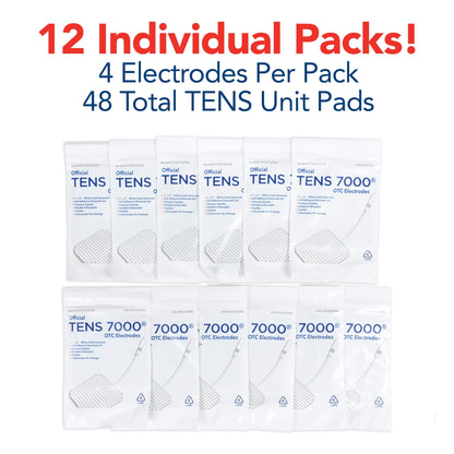 TENS 7000 Official TENS Unit Electrode Pads, 48 Pack, Premium Quality OTC Replacement Pads, 2" X 2", Compatible with Most Stim Machines Value Pack Replacement