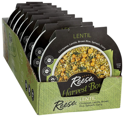 Reese Lentil Harvest Bowl | Chickpeas, Brown Rice, Spinach | High in Fiber & Protein (Pack of 8)