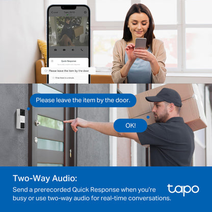 Tapo by TP-Link Smart Video Doorbell Camera Wireless with Chime, 2K with Full Color Night Vision & Spotlights, No Monthly Fee, Ring Call, 160° Ultra-Wide View, Free AI Detection, Local Storage,D210