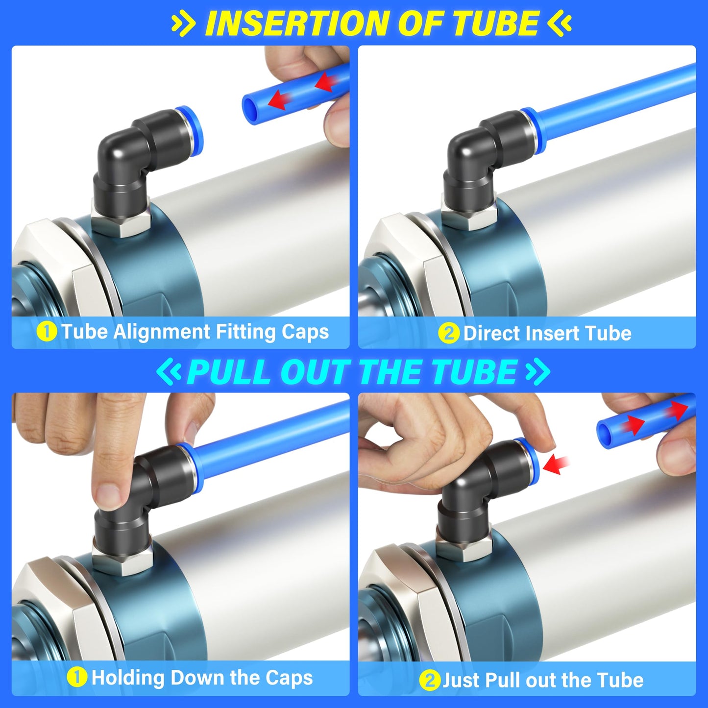 TAILONZ PNEUMATIC Blue 6mm OD 4mm ID Polyurethane PU Air Hose Pipe Tube Kit 10 Meter 32.8ft