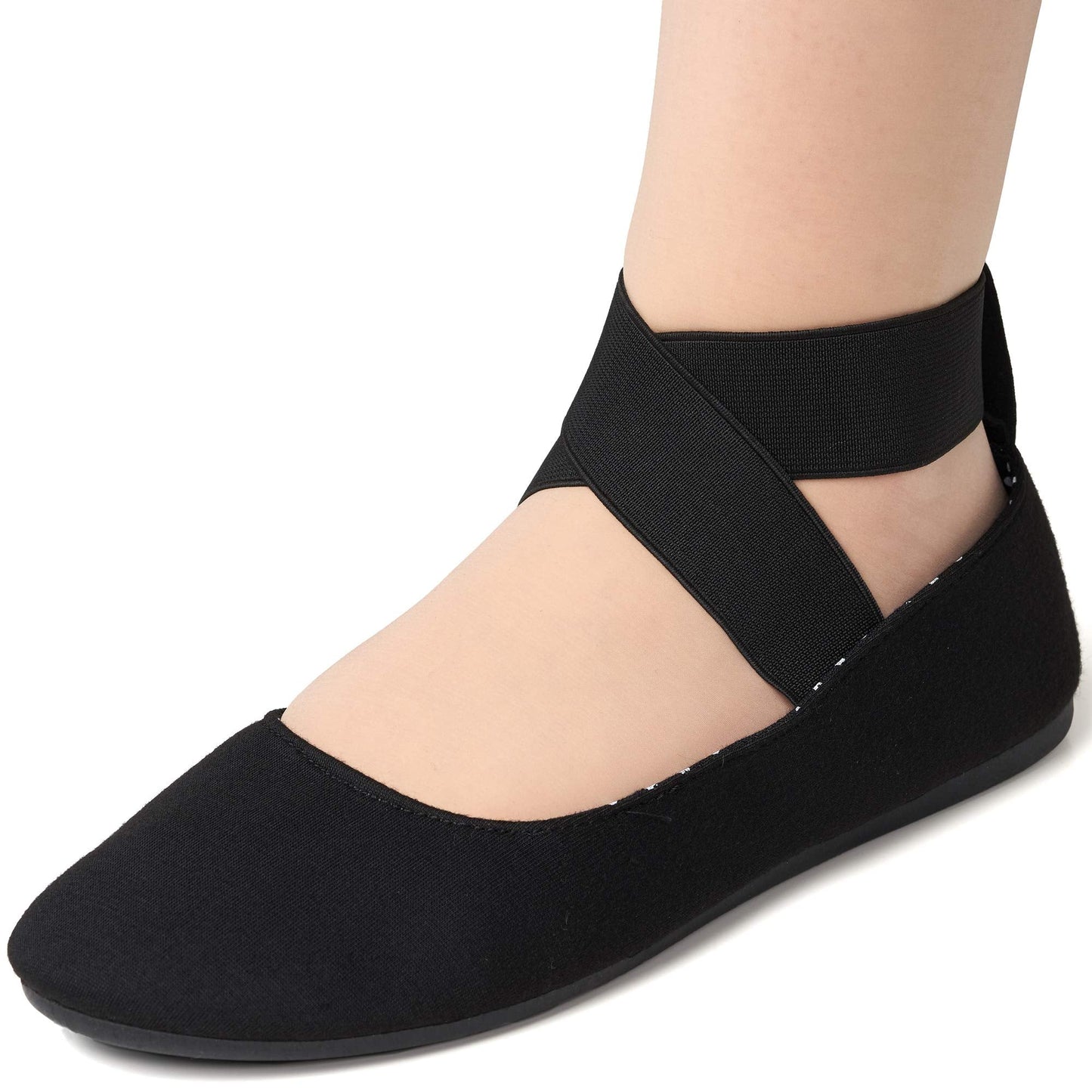 Alpine Swiss Peony Ballet Flats Shoes for Women | Elastic Ankle Strap Flats | Round Closed-Toe Shoes | Slip On Loafers | Padded for Comfort BLK 11