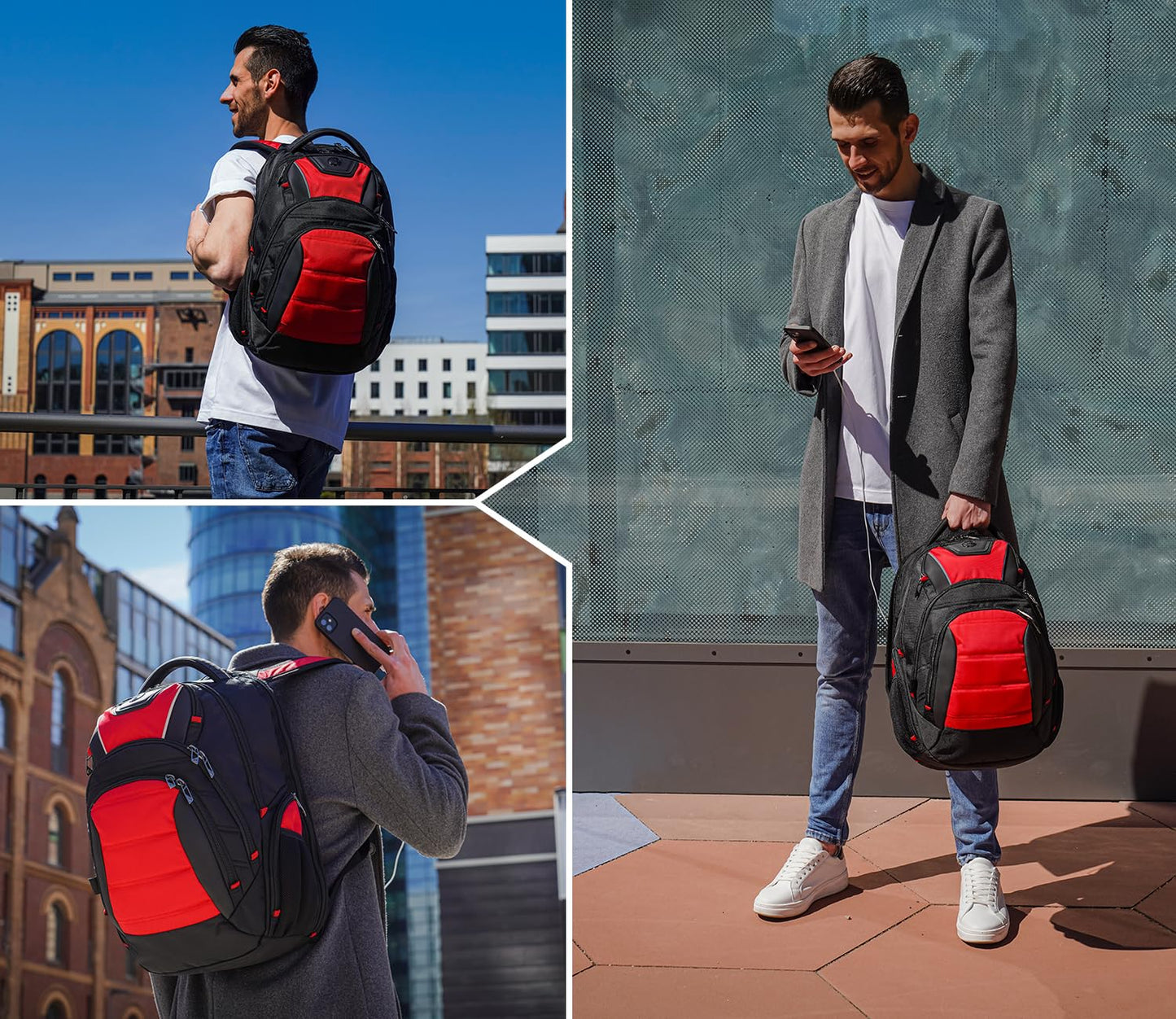 Swissdigital Design Men's Laptop Backpack for College and Business Travel with Integrated USB Charging Port and RFID Protection Fits 15.6" Laptops | J14-41