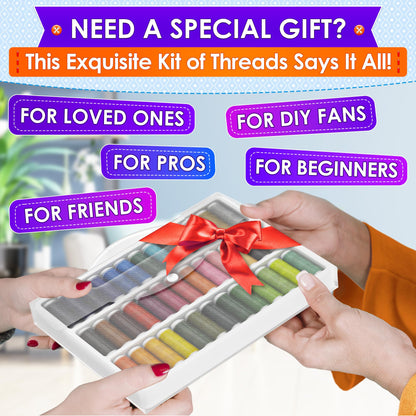 Sewing Machine Thread Set - 39 Colors Polyester Thread for Sewing Machine & Hand Embroidery, 140 Yards Per Spool, Bright Colors That Won't Fade - Ensures Smooth Stitching with Most Fabrics