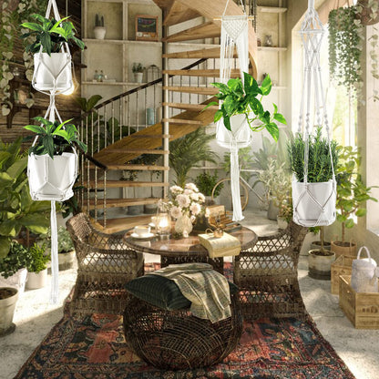 SFENNGPET Macrame Plant Hangers, 6Pack Hanging Planters for Indoor Plants w/ 6 Set Hangers Kit Handmade Macromay Plant Hangers Indoor Flower Pots Holder Stand for Boho Home Décor (POTS NOT Included)