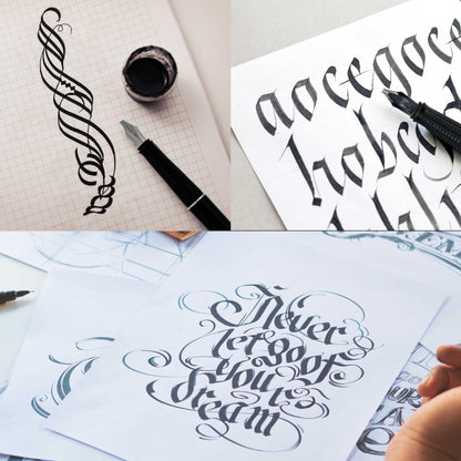 U.S. Art Supply 35-Piece Calligraphy Pen Set - 4 Pens, 5 Nibs, 22 Inks, Includes Calligraphy Pens for Writing, Beginners Handbook & Practice Paper Pad