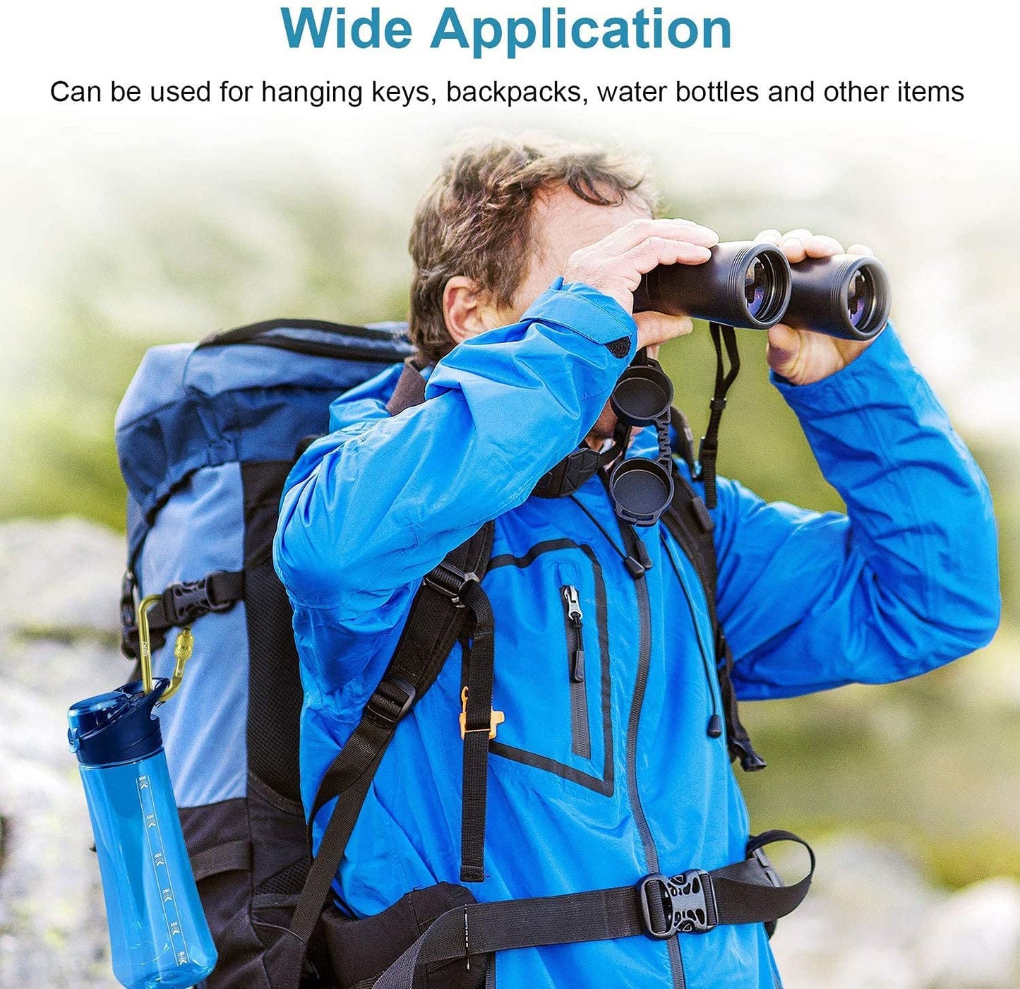 Zalava 6pcs 2”D-Clip Durable Locking Carabiner Keychain Clip with Hook