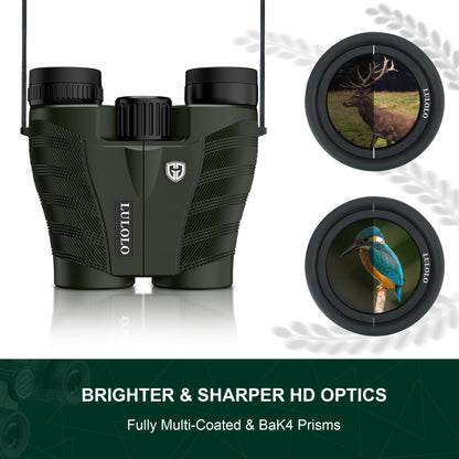 12x30 Compact HD Binoculars for Adults High Powered - Large View Binoculars with Clear Low Light Vision - Super Bright Lightweight & Waterproof Binocular for Bird Watching Travel Hunting