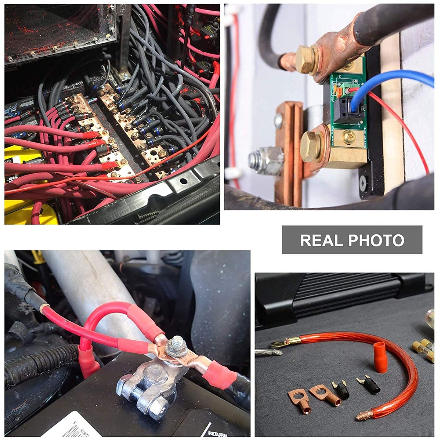 TKDMR 10pcs 1/0 AWG-3/8 Battery Lugs,Heavy Duty Wire Lugs,Ring Terminals,Battery Cable Ends,0 Guage terminals,Battery Terminal Connectors with 10pcs 3:1 Heat Shrink Tubing