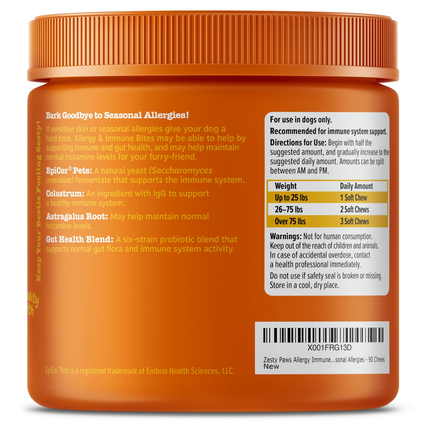 Zesty Paws Dog Allergy Relief- Dog Itching Skin Relief- Dog Probiotics for Itchy Skin and Itchy Ears- Dog Allergy Paw Relief- Dog Allergy Chews- Dog Itch Relief - Dog Skin Allergy Relief - Lamb - 90ct