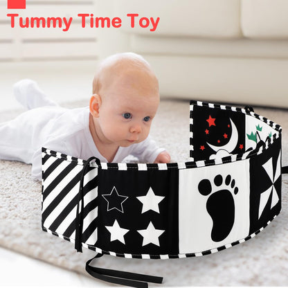URMYWO Black and White Baby Toys, Tummy Time High Contrast Newborn Toys 0-3 Months, Soft Baby Book, Visual Stimulation Montessori Sensory Infant Toys 0-6-12 Months, Shower Gift for Boys Girls