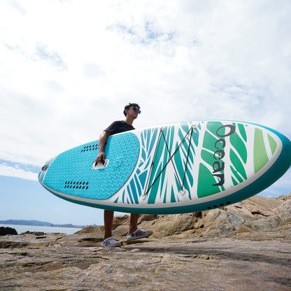 FEATH-R-LITE Inflatable Paddle Board Stand Up Paddleboards for Adults SUP with Premium Accessories Pump, Adjustable Paddle, Leash, Three Fins, Backpack (‎Blue Ocean)