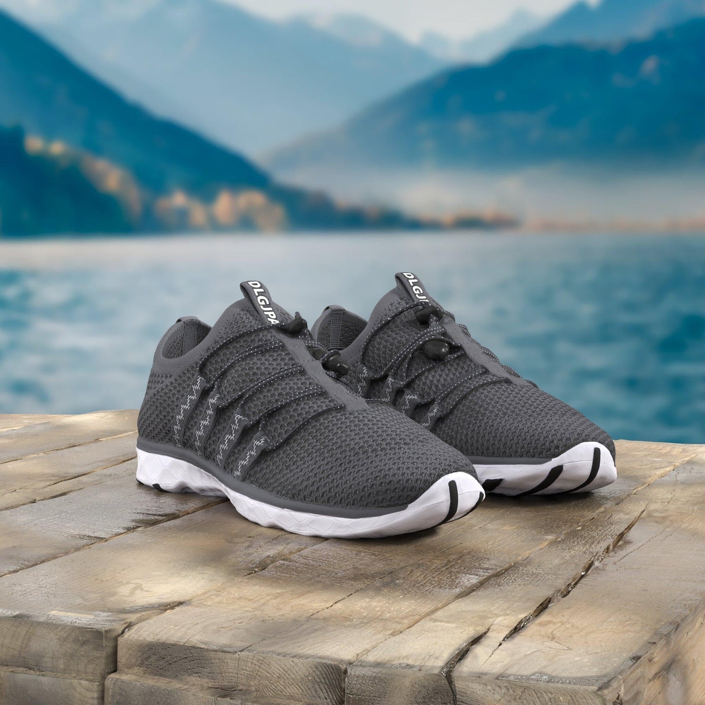 DLGJPA Men's Quick Drying Water Shoes for Beach or Water Sports Lightweight Slip On Walking Shoes Darkgray 9.5