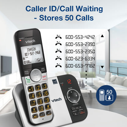 VTech VG232 Cordless Phone with Answering Machine - with Large Display Full-Duplex Speakerphone Caller ID/Call Waiting Last 10 Number Redial