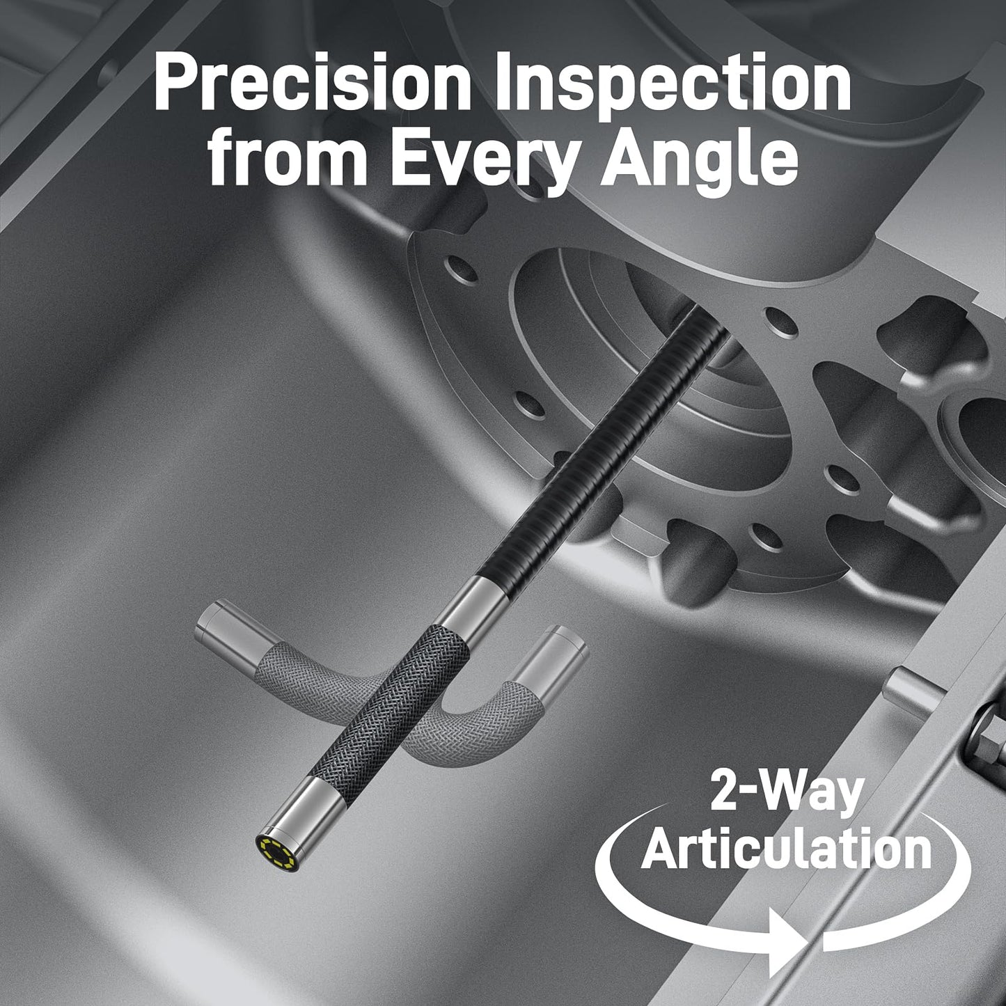 Teslong Two-Way Articulating Borescope with Light, Industrial Endoscope Inspection Camera with Articulated Probe, Flexible Mechanic Fiber Optic Snake Scope Cam for Wall Automotive Engine Inspect-5FT