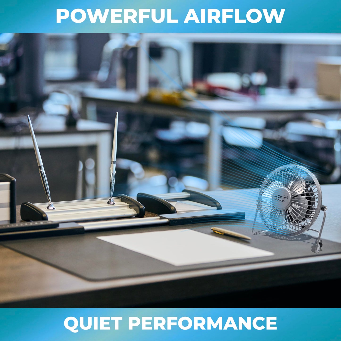 Comfort Zone 4-inch All-Metal Desk Fan with USB or Power Cord, Single Speed, 360 Degree Adjustable Tilt, Compact & Durable Mini Electric Fan for Home, Office or Travel Use, Black