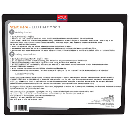 Tetra 1 Gallon Half Moon Small Fish Tank w/ Movable LED Light, For Betta & Gold Fish, Aquarium