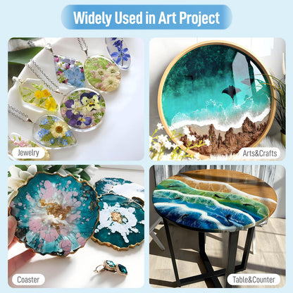 Clear Epoxy Resin Kit 1 Gallon, 2 Part Resina Epoxica for Countertop Wood Table Bar top, Self-Leveling Food Safe Crystal Casting Resin Coat for Crafts Art Jewelry Tumbler Coasters Tabletop DIY