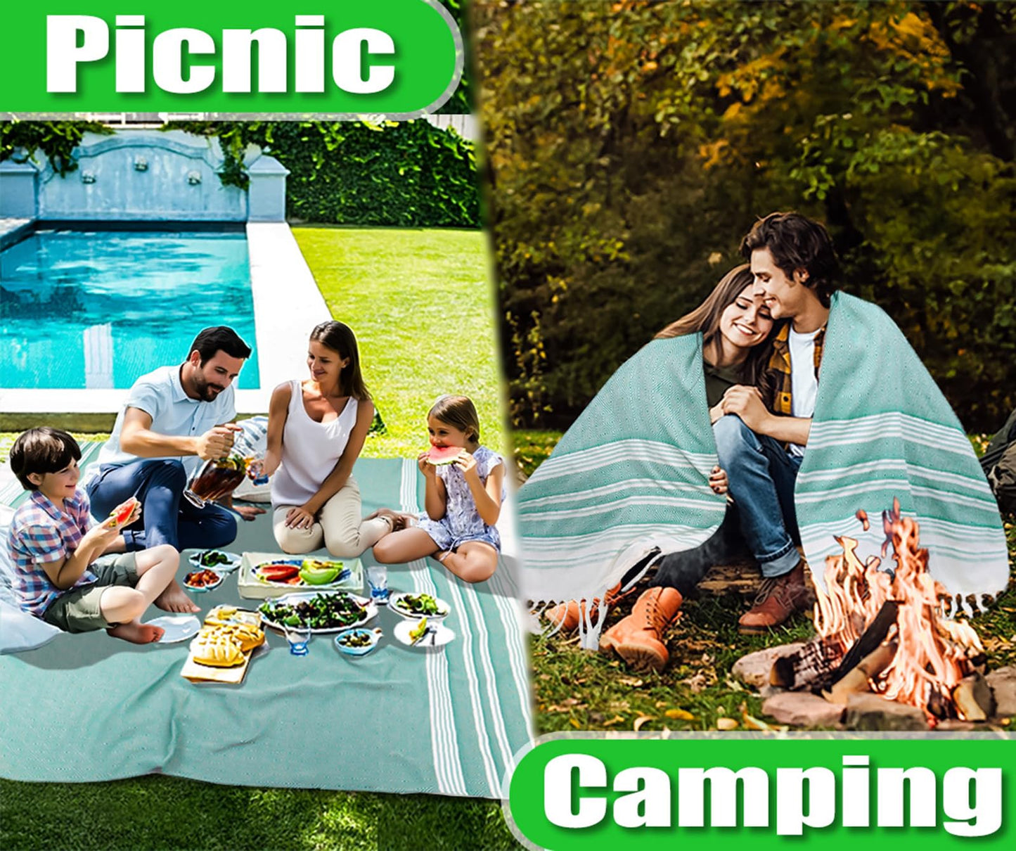 Yongoes Oversized Turkish Beach Towel Blanket Cotton Giant XL Sandproof Towels Huge Linen XXL Extra Large Big Throw Quilt Blankets for Adults Cloud Travel Camping Glamping Accessories Essentials