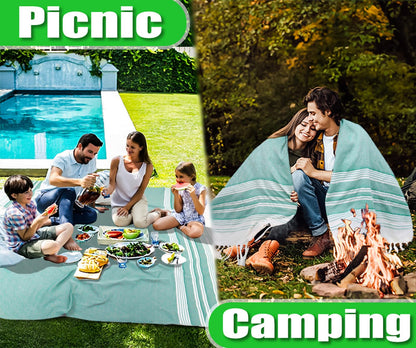 Yongoes Oversized Turkish Beach Towel Blanket Cotton Giant XL Sandproof Towels Huge Linen XXL Extra Large Big Throw Quilt Blankets for Adults Cloud Travel Camping Glamping Accessories Essentials