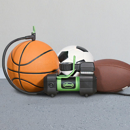 Slime 40045 Home Tire Inflator, Wall Mounted 120V, SUV, 4x4 Air Compressor, Heavy Duty, 2X Pro Power, with Analog 100 psi Dial Gauge, Long Hose and LED Light, 4 min Inflation