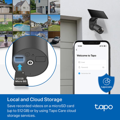Tapo SolarCam C403 Kit, Outdoor Battery Camera w/Solar Panel, Wireless, 1080P, Free Person Detection, SD/Cloud Storage, Color Night Vision, Built-in Spotlights & Alarm, No Hub Needed, Black