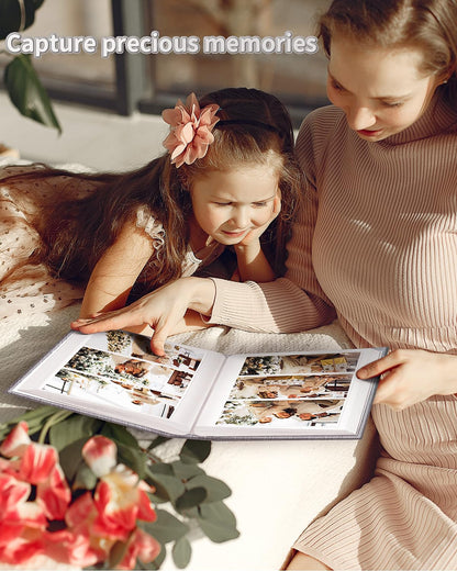 Artfeel Photo Album 4x6 with 300 Pockets,Slip-in Picture Albums,Linen Cover Memory Book with Front Window,White Page Vertical Photo Book for Wedding,Family,Anniversare,Baby,Vacation