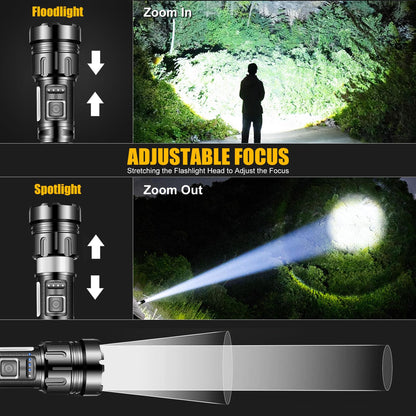 Skywolfeye Led Flashlight Super Bright Flashlights Rechargeable High Lumens Torch 5 Modes Zoomable Waterproof for Camping Kids Adults Outdoor Hiking Emergency (L377-1pack)