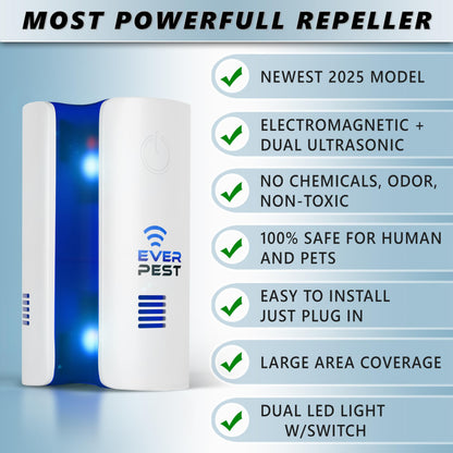 Ultrasonic Pest Control Repeller Plug in - Electronic Insect Defender - Roach Bed Bug Mouse Rodent Mosquito Killer - Indoor Reject Repellent -for Cockroach Ants Mice Fly Rat Bedbug Spider Squirrel