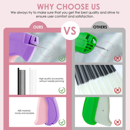 Stitch Gun for Clothes - Handheld Stitch Gun Quick Clothing Fixer - Mini Sewing Kit Micro Tagging Gun - Includes 6 Needle, 1000 Black Fasteners & 1000 White Fasteners (Purple)