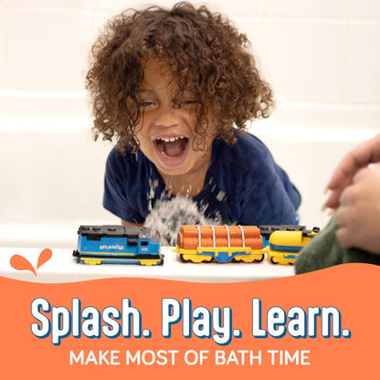 SplashEZ Train Toys for Bath | Mold Free Bath Toys for Kids & Toddlers with No Hole for Water | Train Set Ideal Size for Little Hands | Safe, Durable for Baby Tub Pool Fun for Boys Girls Ages 0 & Up