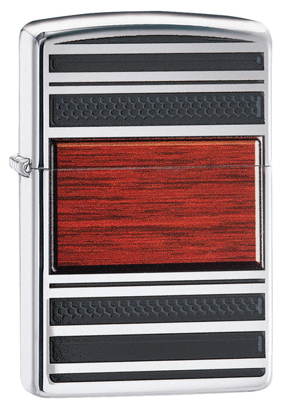 Zippo Wood Grain High Polish Chrome Pipe Pocket Lighter