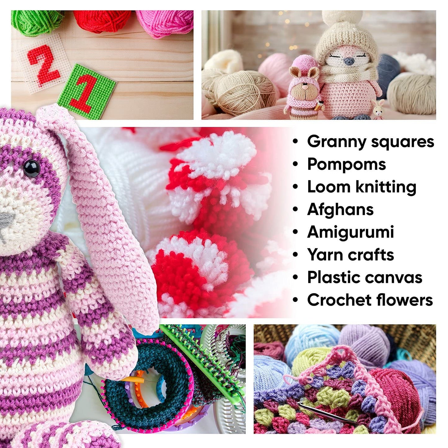 CRAFTISS 30x0.7Oz Acrylic Yarn Mini Skeins - 1300 Yards of Soft Yarn for Crocheting and Knitting Craft Project, Assorted Starter Crochet Bulk Kit for Adults and Kids