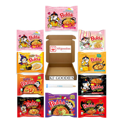 Samyang Buldak Hot Spicy Chicken Ramen Noodle Korean Stir-Fried Ramen (10, 2 Carbonara, Cheese, Cream Carbonara, 2X Spicy, Habanero Lime, Quattro Cheese, Original, Stew, Tom Yum)