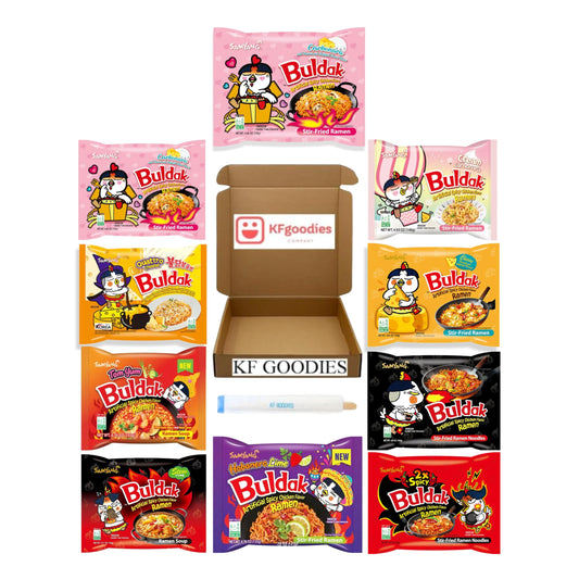 Samyang Buldak Hot Spicy Chicken Ramen Noodle Korean Stir-Fried Ramen (10, 2 Carbonara, Cheese, Cream Carbonara, 2X Spicy, Habanero Lime, Quattro Cheese, Original, Stew, Tom Yum)