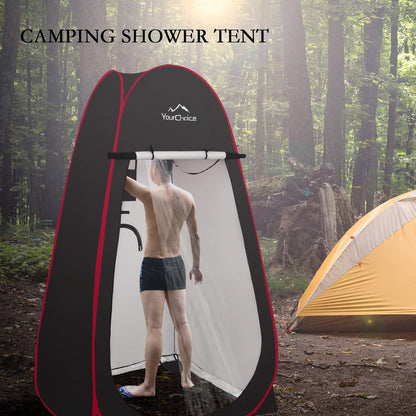 Your Choice XL Pop Up Privacy Shower Tent - Portable Changing Tent for Camping, Beach & Poolside - 82.6" Tall Double Storage Pockets & Carry Bag - Black