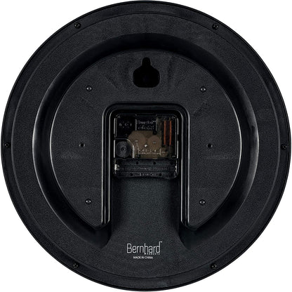 Bernhard Products Black Wall Clock Silent Non Ticking 10 Inch Quality Quartz Battery Operated Round Easy to Read Home/Office/Kitchen/Classroom/School Clock Sweep Movement