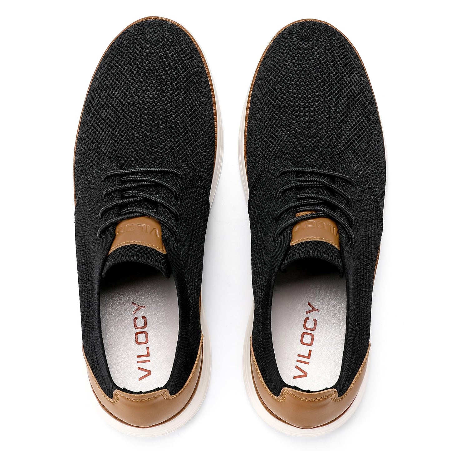 VILOCY Men's Fashion Dress Sneakers Casual Walking Shoes Business Oxfords Comfortable Breathable Lightweight Tennis Zapatos para Hombre Black,US7.5 EU40