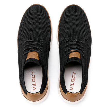 VILOCY Men's Fashion Dress Sneakers Casual Walking Shoes Business Oxfords Comfortable Breathable Lightweight Tennis Zapatos para Hombre Black,US7.5 EU40
