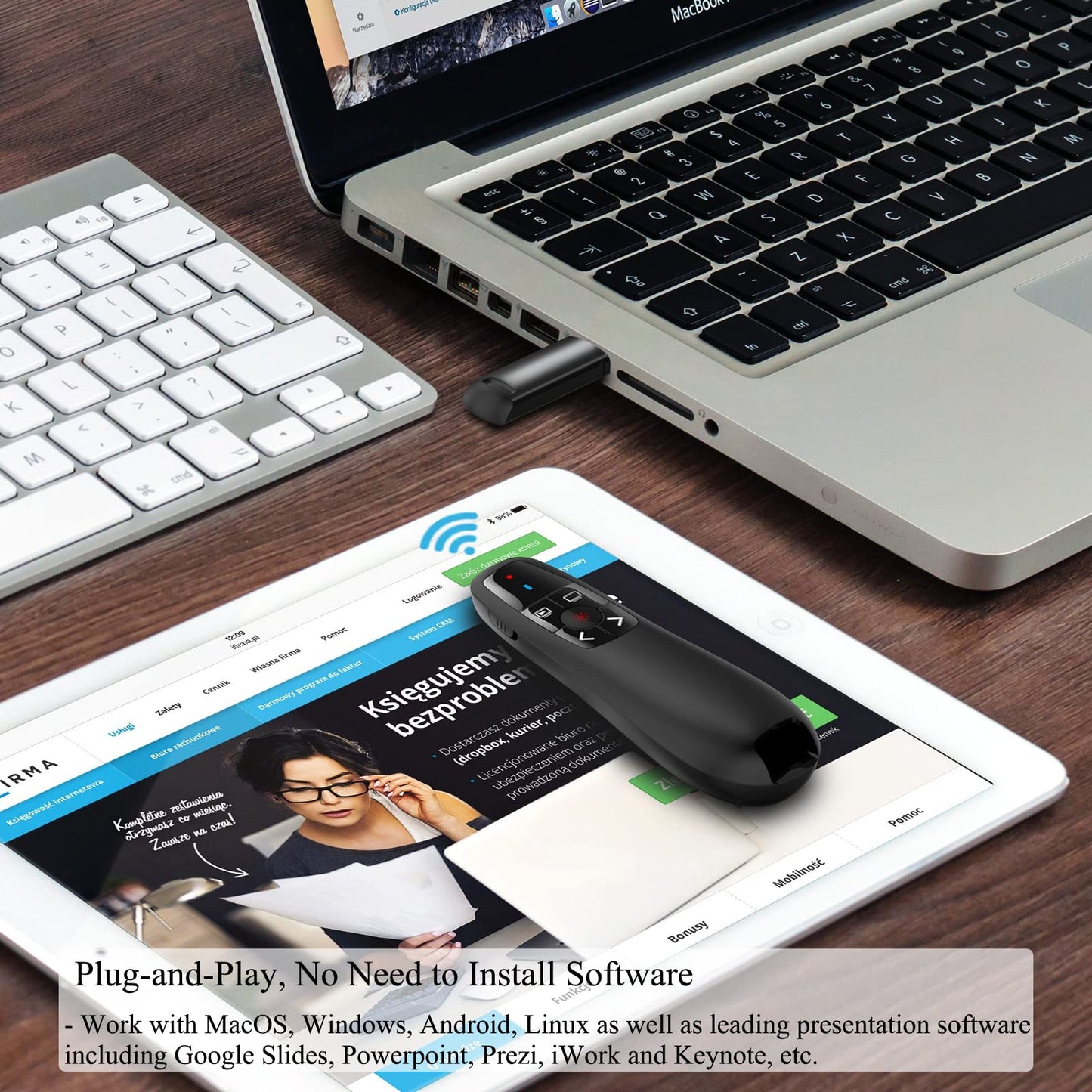 Zoxkoy Wireless PowerPoint Remote Presentation Clicker: Presenter Pointer for Classroom Teacher - USB Slide Advancer Compatible MacBook Computer