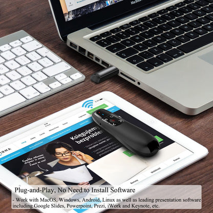 Zoxkoy Wireless PowerPoint Remote Presentation Clicker: Presenter Pointer for Classroom Teacher - USB Slide Advancer Compatible MacBook Computer