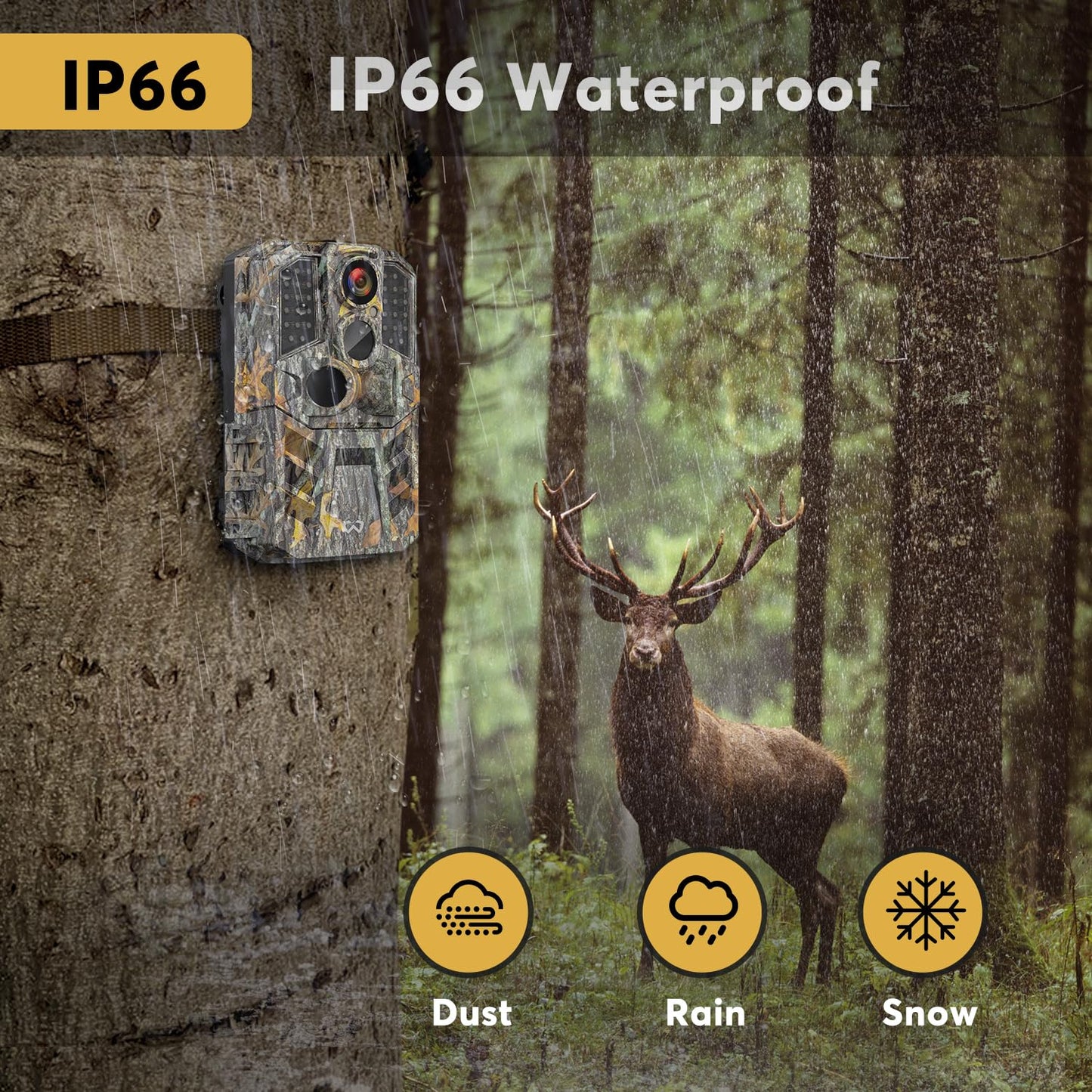 WOSODA Trail Camera 3 Pack 36MP 1920P HD Game Camera with SD Cards, 0.2s Trigger Time Infrared Night Vision Motion Activated Hunting Cam, IP66 Waterproof 2.0''LCD Wildlife Camera for Monitoring