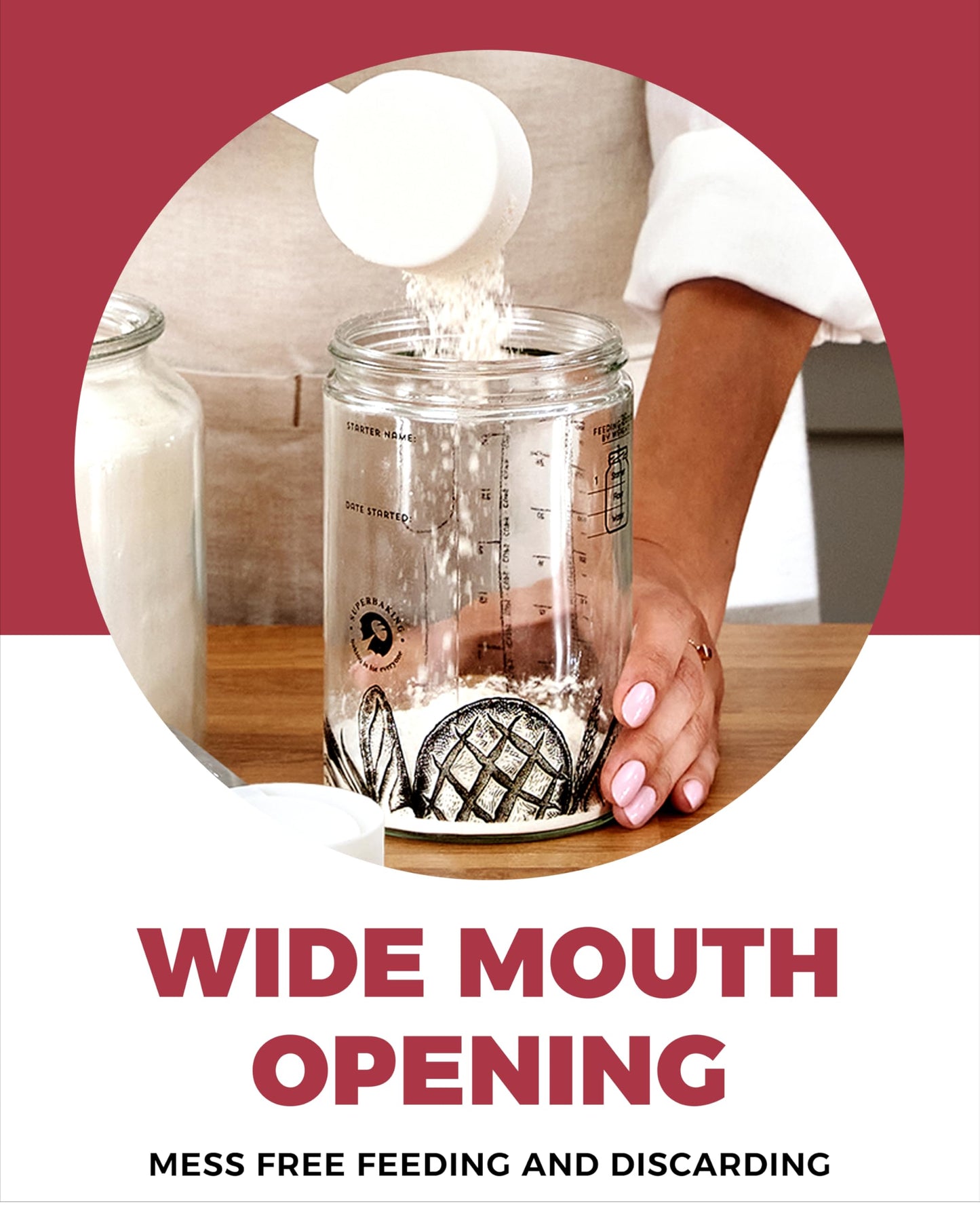 Superbaking Sourdough Starter Jar, Beginner Sourdough Starter Kit, 34oz Wide Mouth Sour Dough Glass Jar with Guides & Recipes, Sourdough Bread Baking Supplies, Sourdough Container Crock