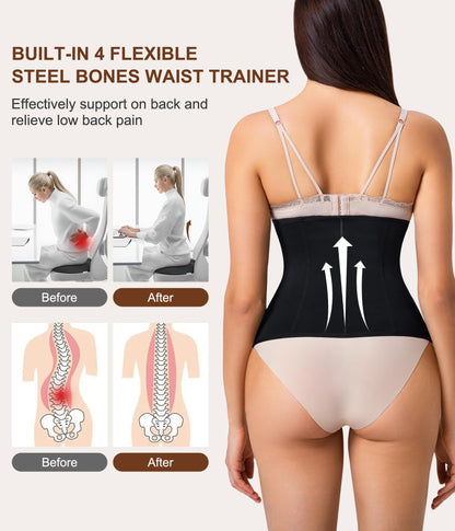 URSEXYLY Women Waist Trainer Corset Zipper Hook Shapewear Double Control Body Shaper Tummy Control Waist Cincher (3XL, Black)