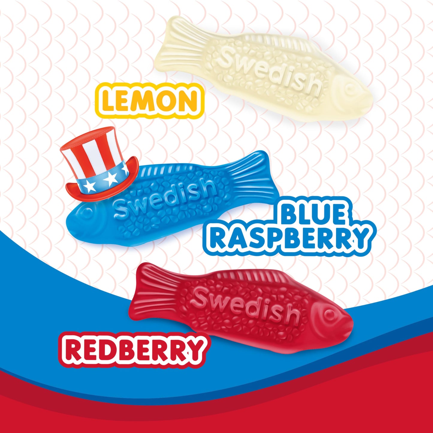 SWEDISH FISH Mini Red, White & Blue Soft & Chewy Candy, Bulk Candy, 1.8 lb
