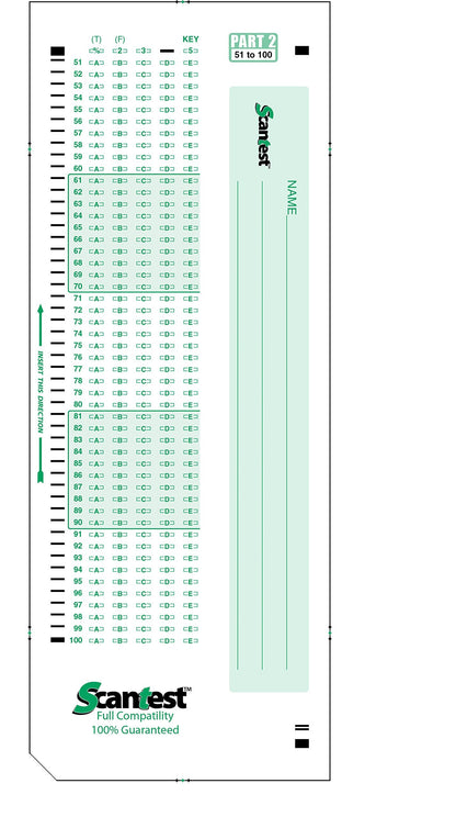 SCANTEST-100, 882-E Compatible Answer Sheet 100 Pack