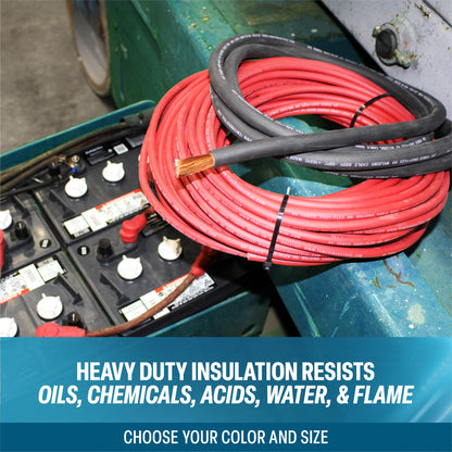 TEMCo 2/0 Gauge AWG 10 Ft Black + 10 Ft Red Flexible Pure Copper Made in USA Welding Cable Battery Wire - Heavy Duty Solar, Inverter, Car, RV, Truck