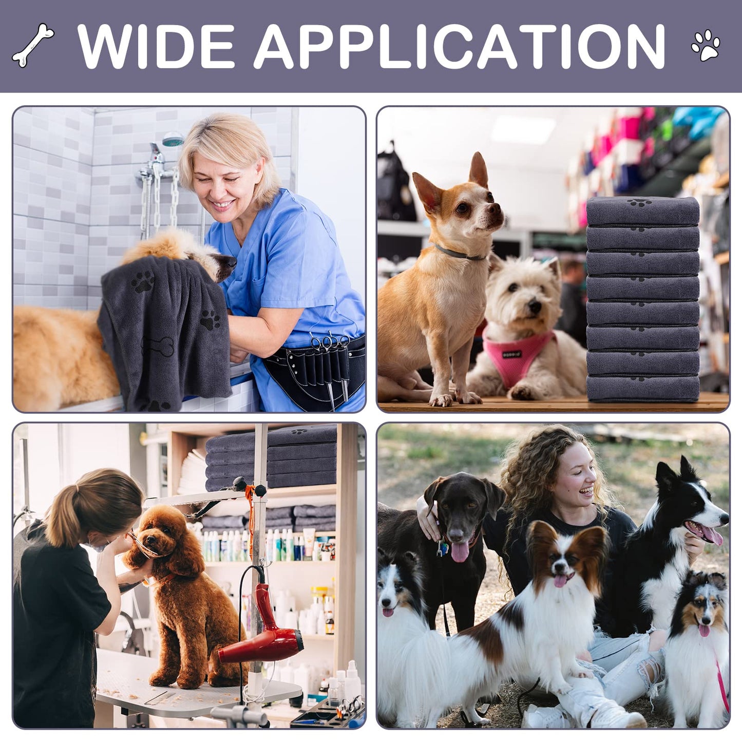 Chumia 8 Pcs Dog Towels for Drying Dogs Cats Pet Towels Bulk Puppy Microfiber Quick Drying Paw Bath Bathing Supplies Absorbent for Medium Pets(Gray,18 x 28 Inch)