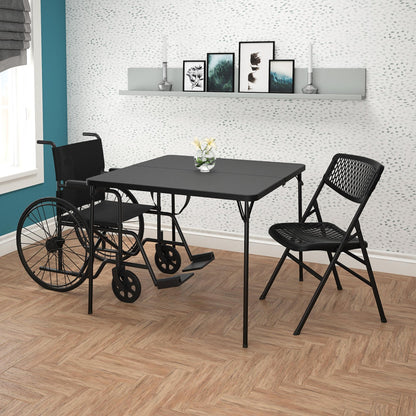 Cosco XL 38.5" Resin Fold-in-Half Card Table, Black, Wheelchair Accessible, Lightweight, Pinch-Free Locking System