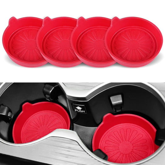 SINGARO Car Cup Holder, 4-Pack Silicone Car Coasters, Universal Non-Slip Recessed Car Interior Accessories (Flower Red)