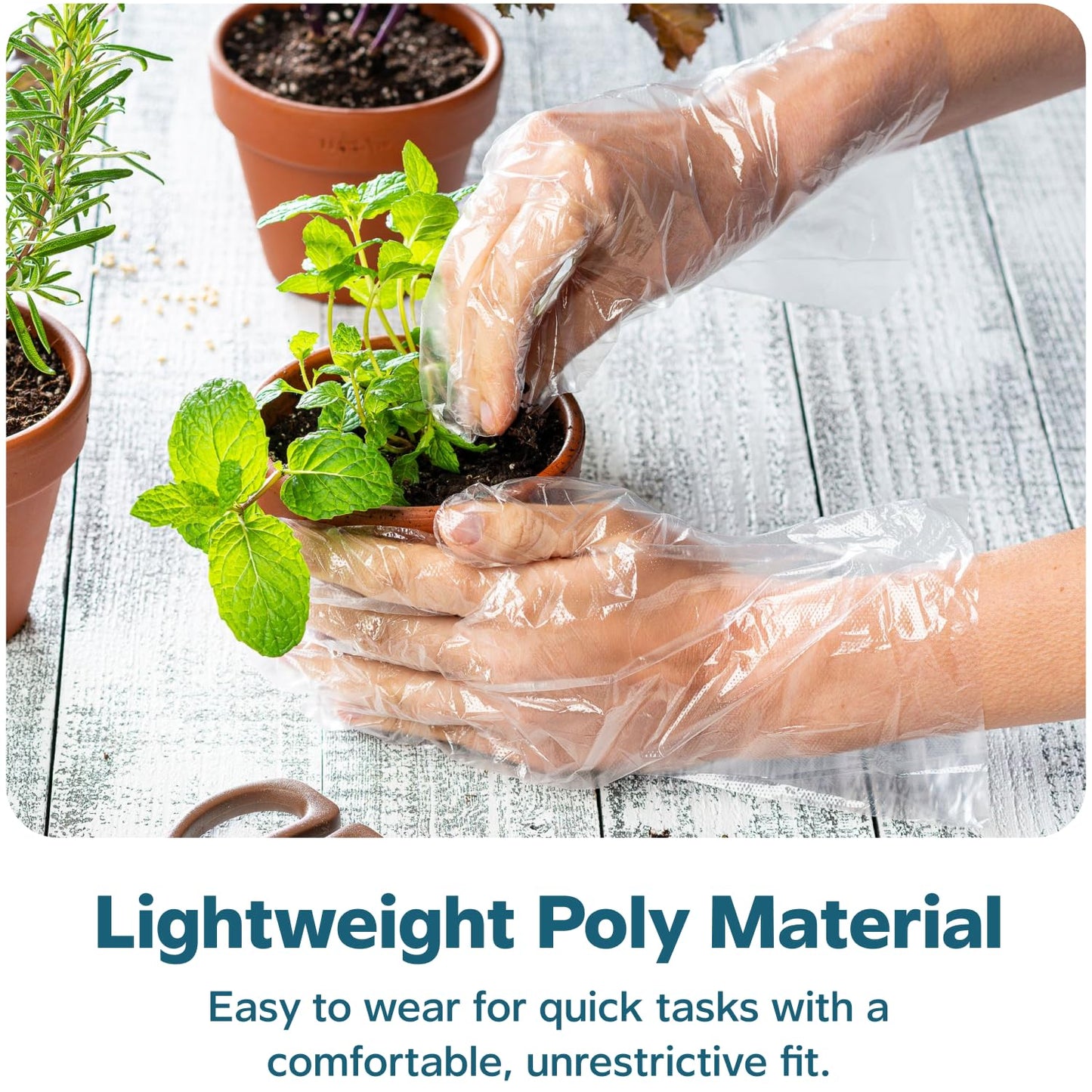 Comfy Package [100 Count Disposable Poly Plastic Gloves for Cooking, Food Prep and Food Service | Latex & Powder Free - One Size Fits Most